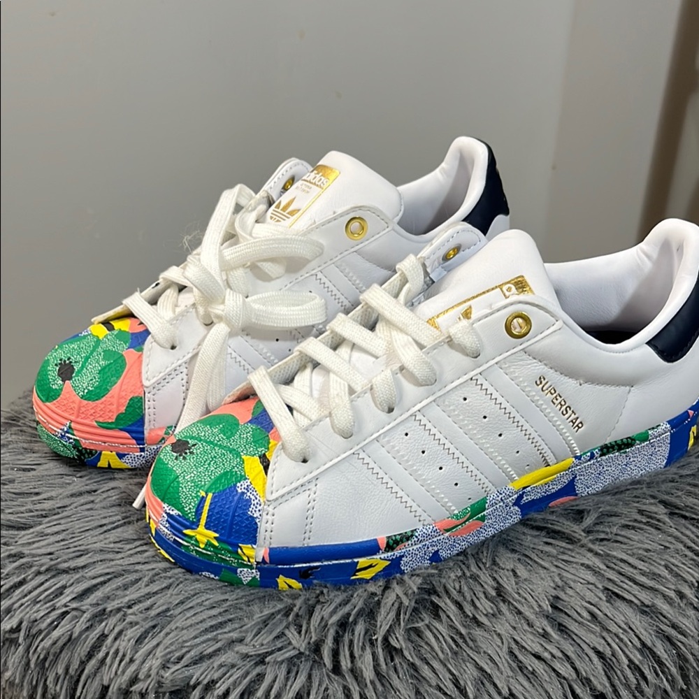 Adidas + HER Superstar Floral Sneakers - White and Multicolor